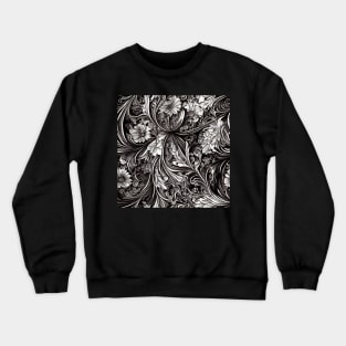 Vintage Floral Cottagecore  Romantic Flower Peony Rose Design Black and White Crewneck Sweatshirt